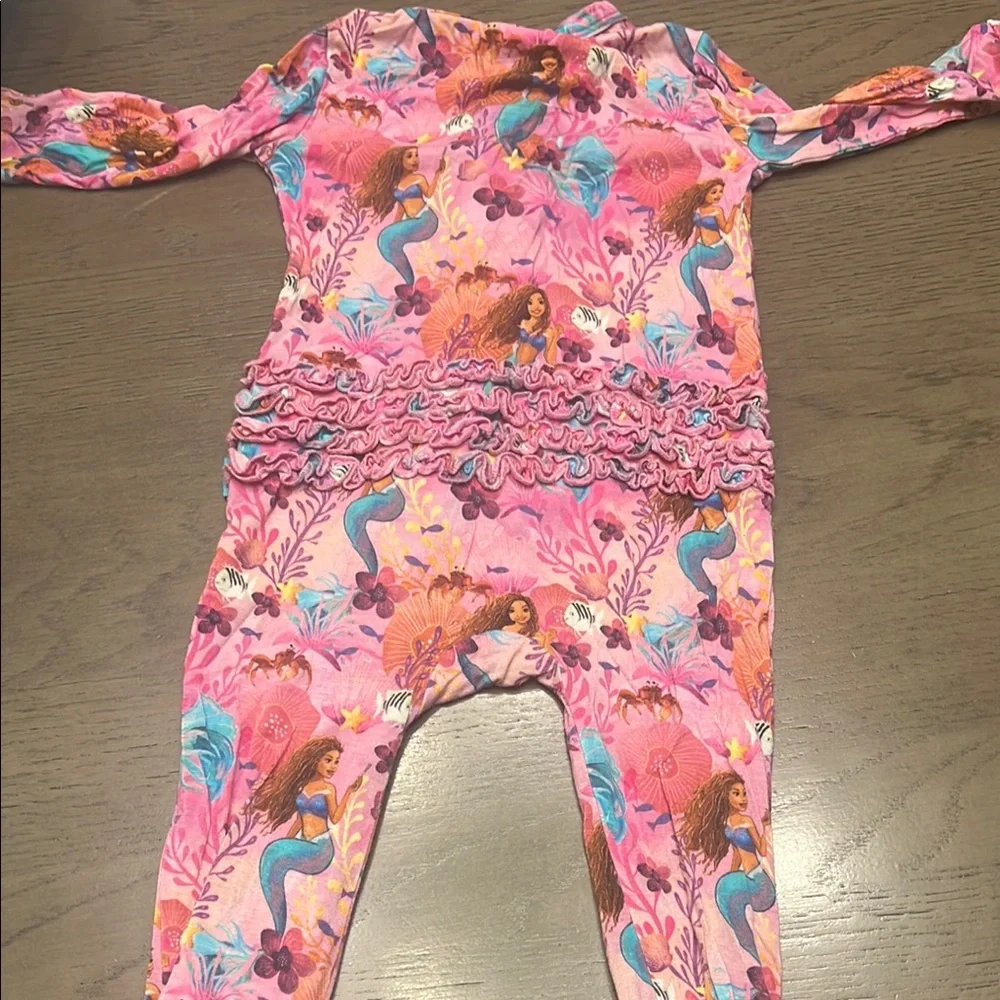 Posh Peanut Pink and Blue Floral Footies One Piece - Picture 3 of 4